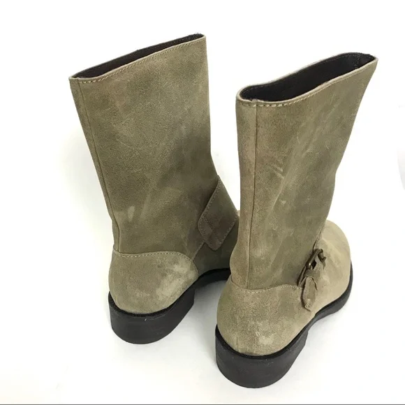 J.Crew Womens 5.5 Dixon Short Boots Suede Leather Beige Gray Buckle Detail 30485 - Picture 4 of 8